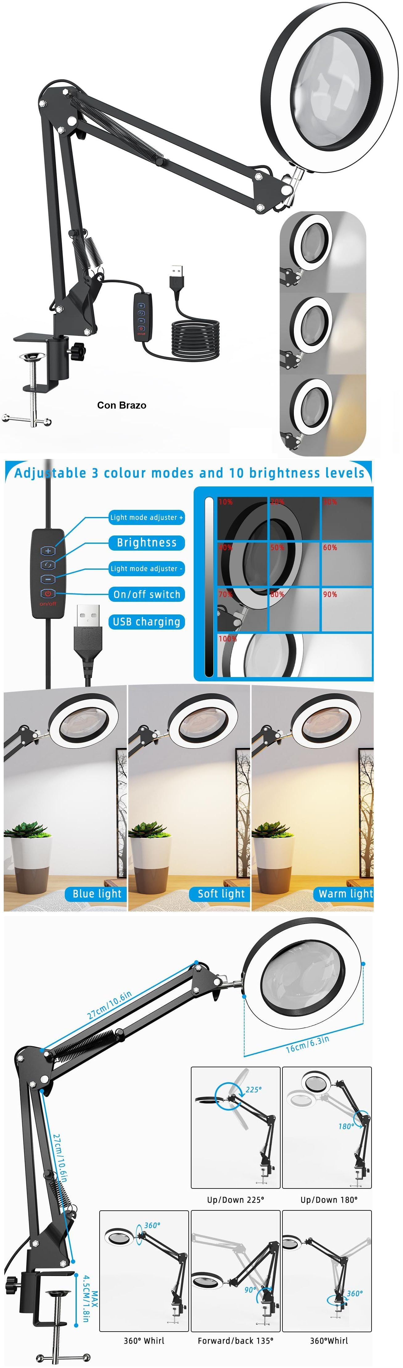 Lupa Con Luz x10 3 dpt soporte